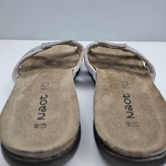 Naot Liv Slide Sandal Womens EU 40 Metallic Leather Cork Footbed Comfort Slip On - Picture 9 of 13